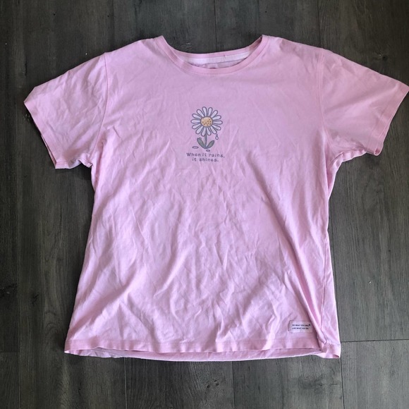 Women’s Life is Good Pink Daisy Shirt When it rains it shines - Picture 2 of 3
